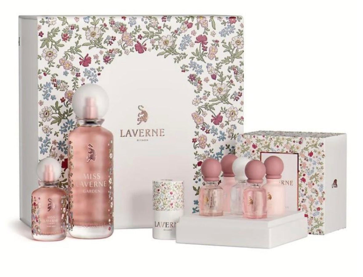 Miss Laverne Garden Collection Gift Set-Miss Laverne Garden Perfume – 200 ml-Miss Laverne Garden Hair Mist – 50 ml
* Elegant Scarf
* Miss Laverne – 10 ml
* Miss Laverne Bloom – 10 ml
* Musk Garden – 10 ml
* Lady Rose – 10 ml
* Lady Rose Bloom – 10 m